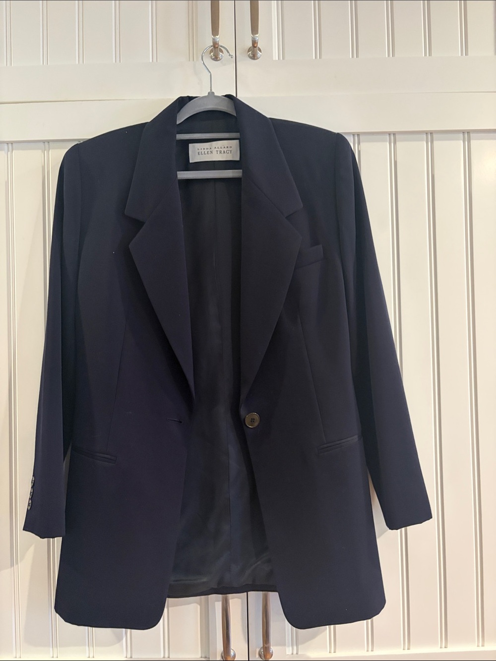 Ellen Tracy Dark Navy Single-Button Blazer